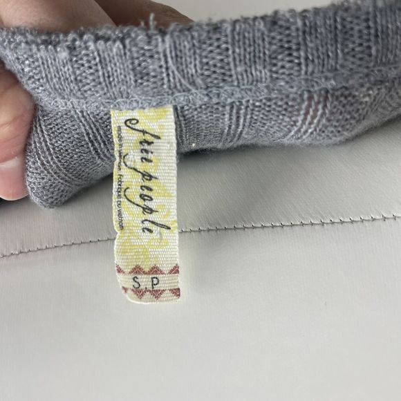 Free People Womens Ventura Oversized Top Tunic Small Gray Waffle Knit Distressed - Picture 7 of 10